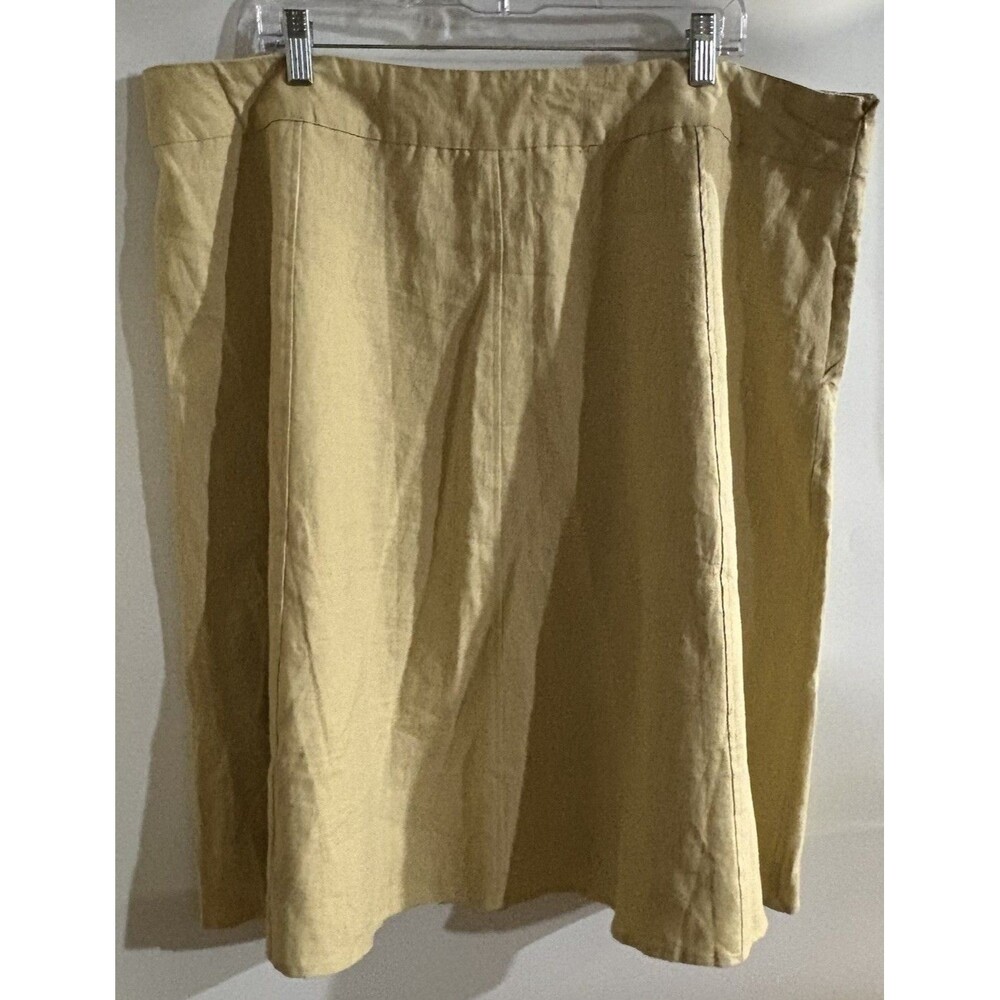 Bridgetwater Studio Women's Beige Solid Linen Blend Lined A-Line Skirt 24W Zip